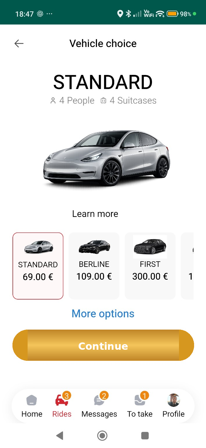 Application Driver of the King pour réserver un chauffeur privé VTC à Paris